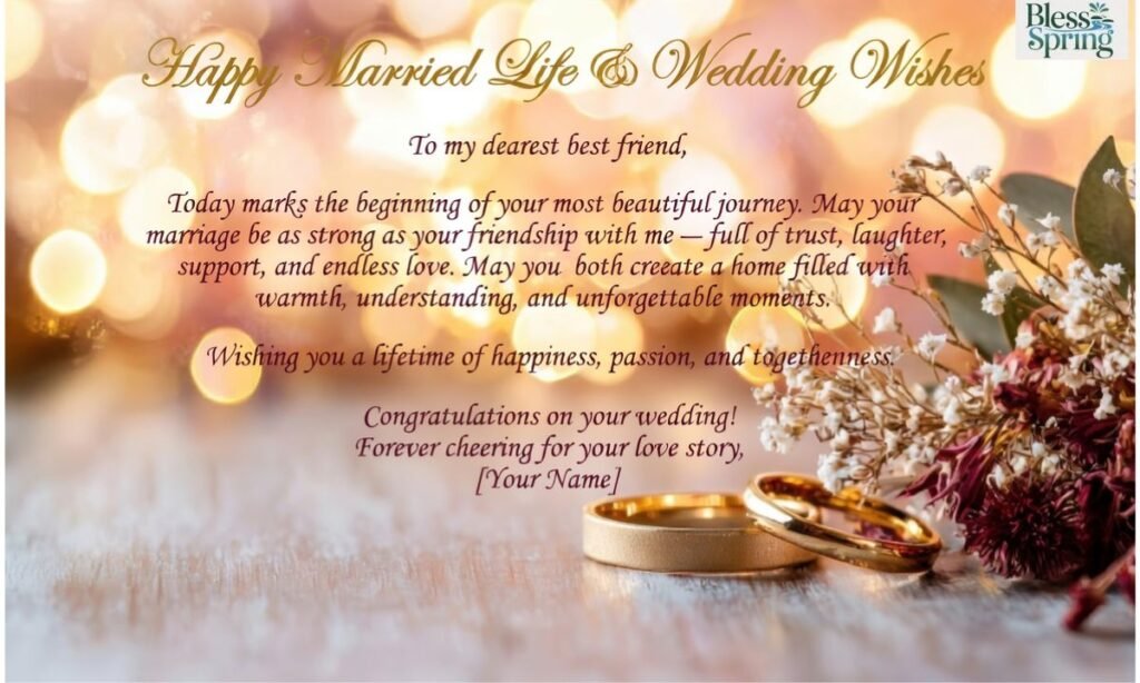 Happy Married Life and Wedding Wishes For Best Friend
